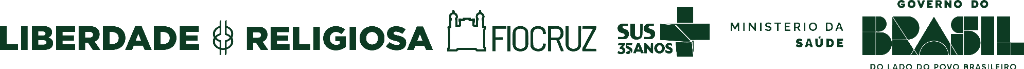 Logos Parceiros: Liberdade Religiosa, Fiocruz, SUS, Ministério da Saúde, Governo do Brasil
